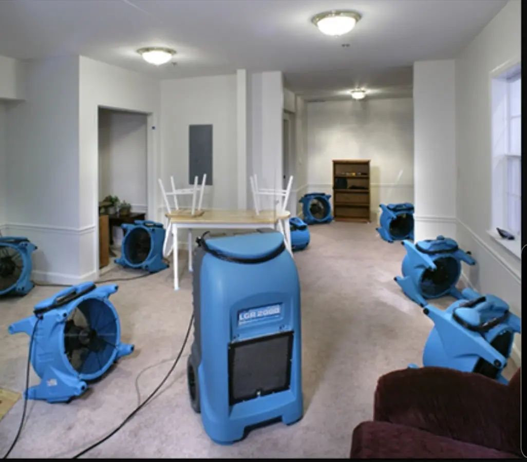 Air movers and dehumidifier setup for Water Extraction & Removal in Chanhassen