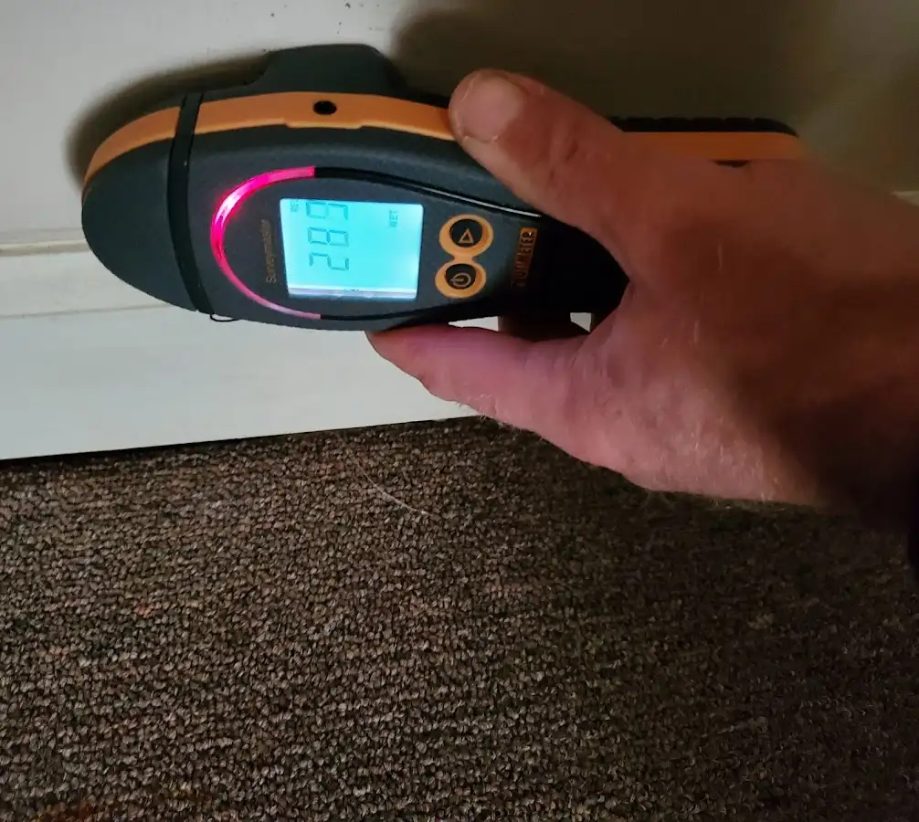 Moisture detection at baseboard during Burst Pipe Cleanup in Chanhassen