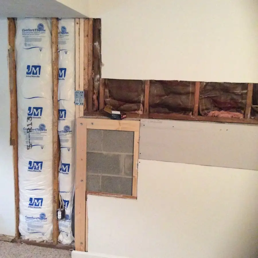 Wall insulation replacement during Basement Flood Cleanup in Chanhassen
